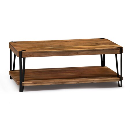 ALATERRE FURNITURE Ryegate Natural Live Edge Solid Wood with Metal Coffee Table, Natural AWCC1120